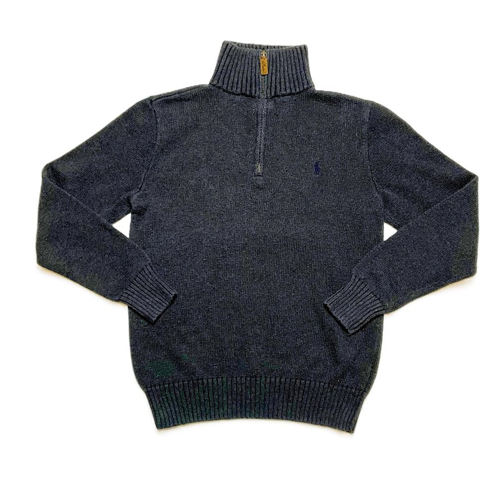 Polo Ralph Lauren Interlock Quarter Zip Sweater, Charcoal Gray Size L (14-16)